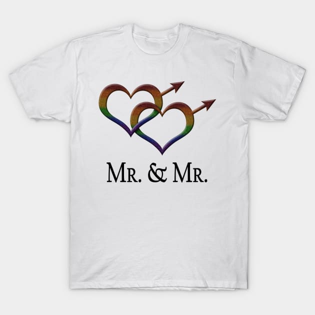 Mr. and Mr. Gay Pride Interlinking Male Gender Symbols T-Shirt by LiveLoudGraphics